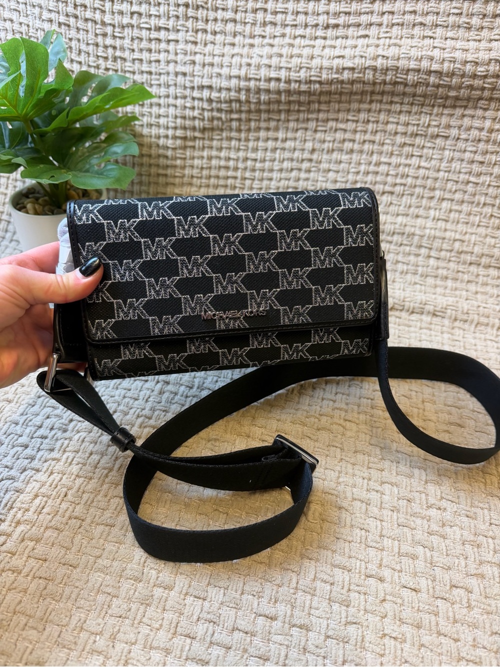 Michael Kors Black/Gray MK Logo Crossbody Bag